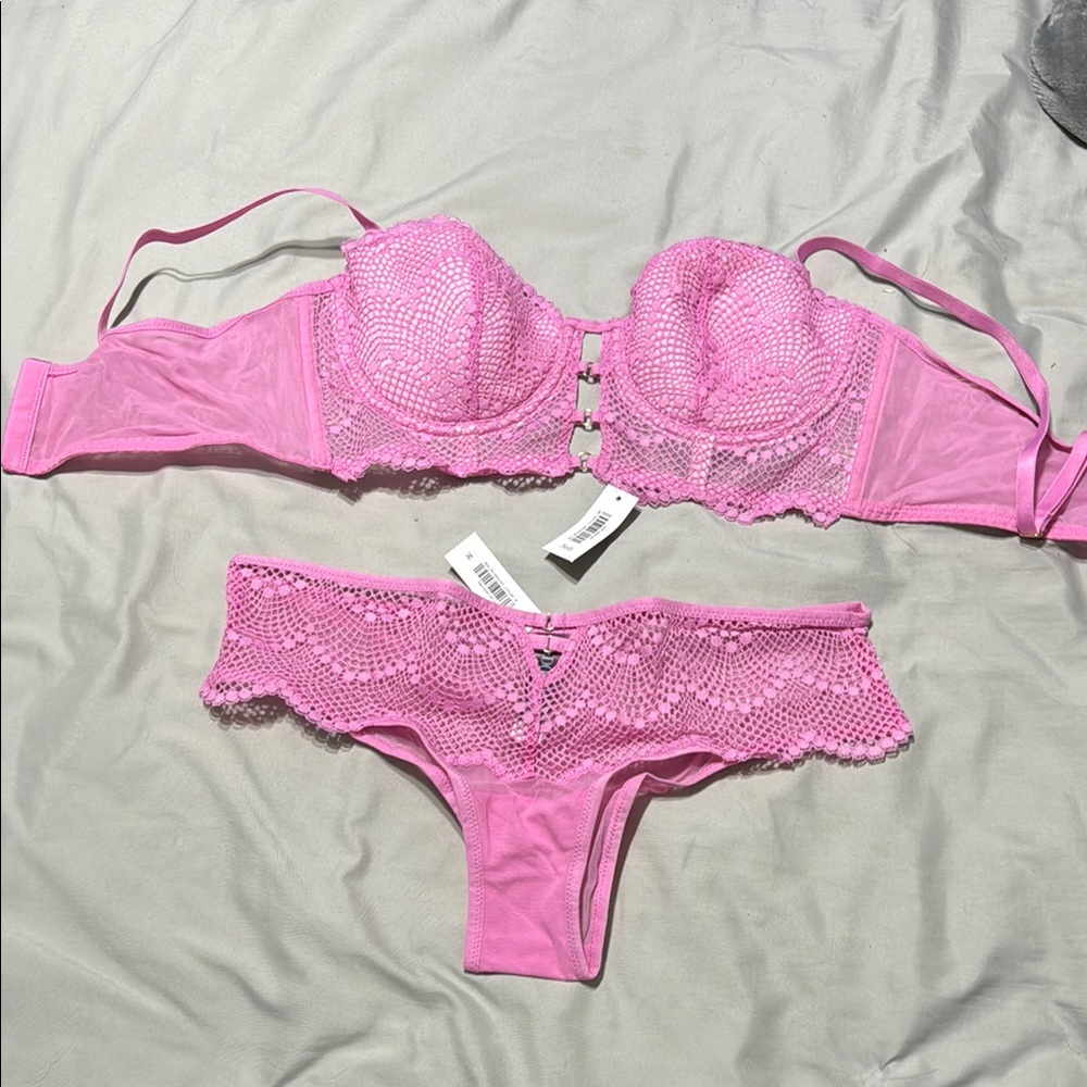 Pink Lace Bra and Panty Set